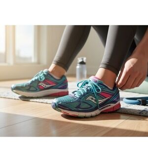 Saucony Guide 7 Women's Running Shoes‎ Teal Pink Blue Athletic Sneakers Size 9
